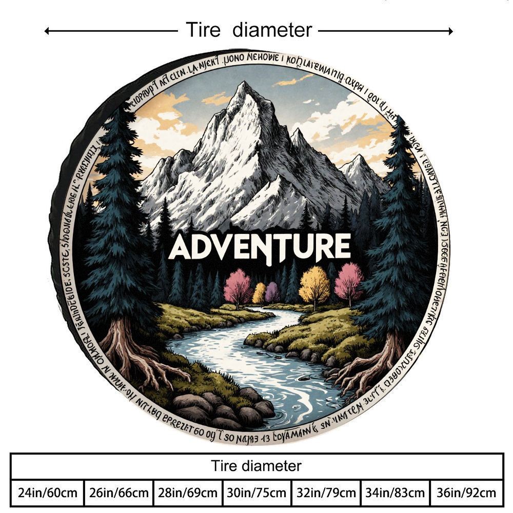 Outdoor Adventure Vehicles - ヴィンテージアウトドアアドベンチャーシェーニープリントタイヤカバー ポリエステル製耐摩耗性プロテクター 車両キャンプ用