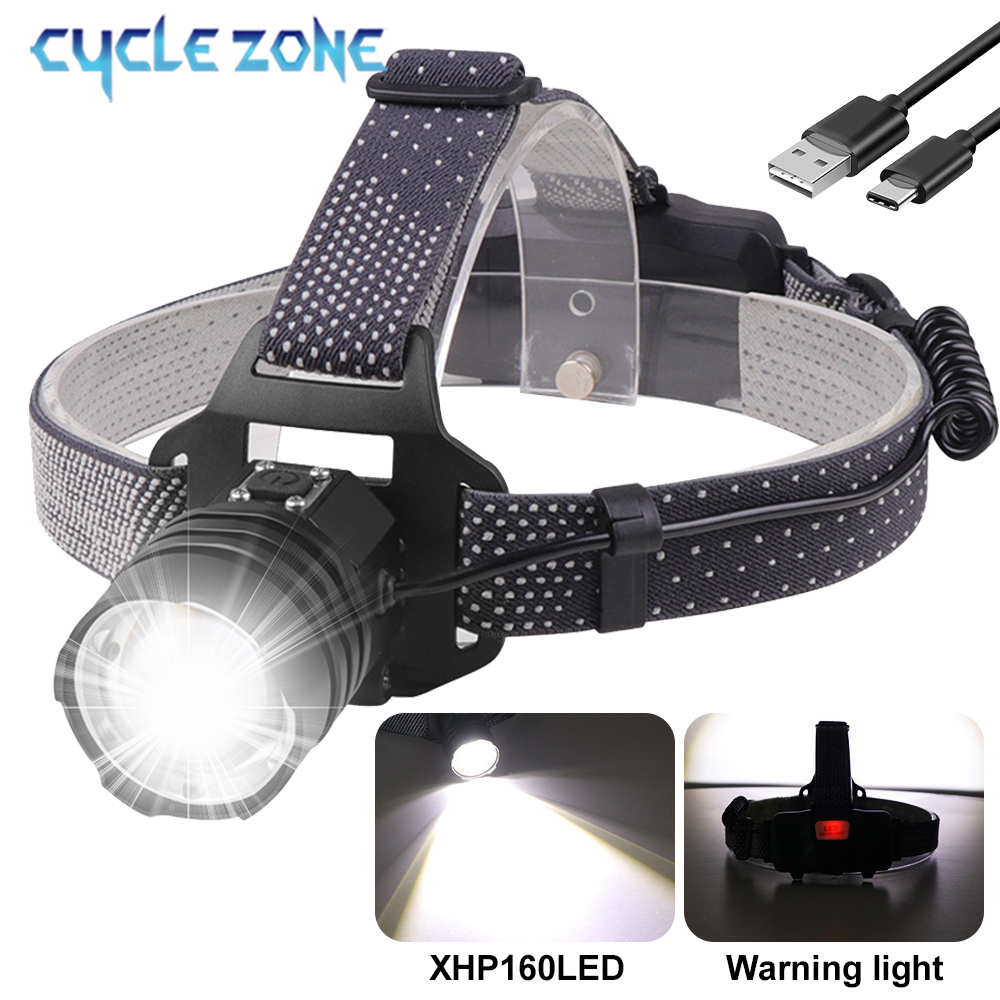 Outdoor Adventure Zone - XHP160 LED ヘッドライト強力なヘッドランプ充電式ズーム可能 3 照明モード屋外キャンプ釣りハイキング狩猟ヘッドライト
