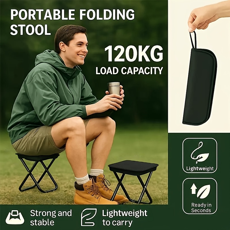 Outdoor Adventure Vacations - 大人用のポータブルコンパクトアウトドアチェア、耐荷重110kg/240ポンド、簡単に設置・折りたたみ可能、耐候性のある生地、キャンプ、釣り、旅行に最適—休暇やアウトドアアドベンチャーに最適、省スペースです。