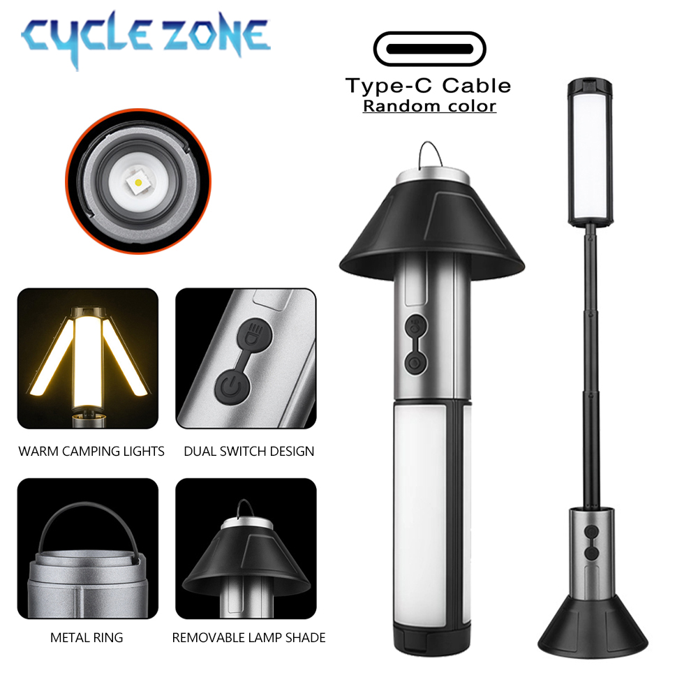 Outdoor Adventure Zone - 多機能キャンプライト 2 in 1 充電式伸縮式キャンプランタン懐中電灯フック付き屋外緊急作業灯