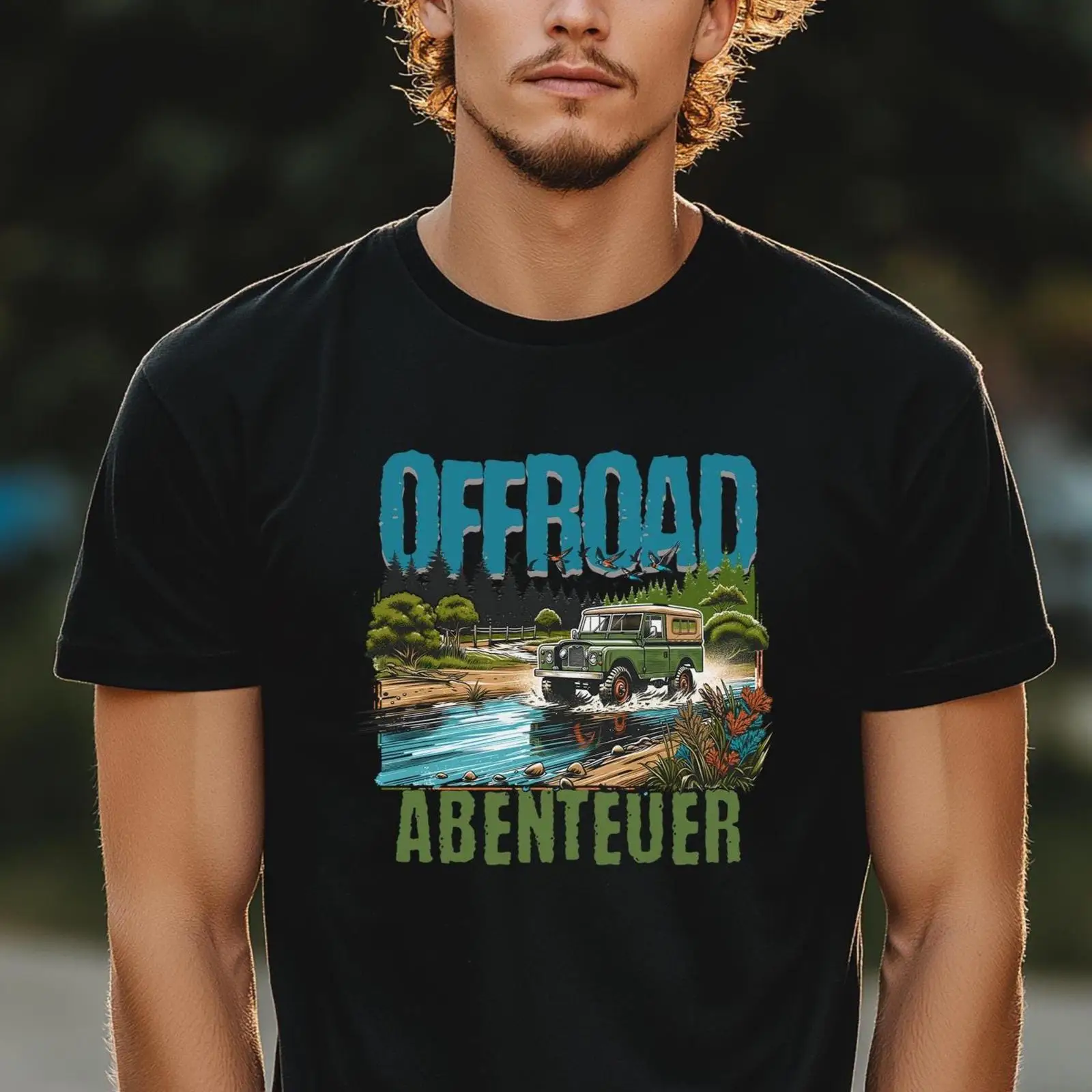 Outdoor Adventure Vehicles - メンズオフロードアベンチュアTシャツ 4x4 オフロードファン アウトドアアドベンチャー 車好き向け ヴィンテージウォッシュ加工