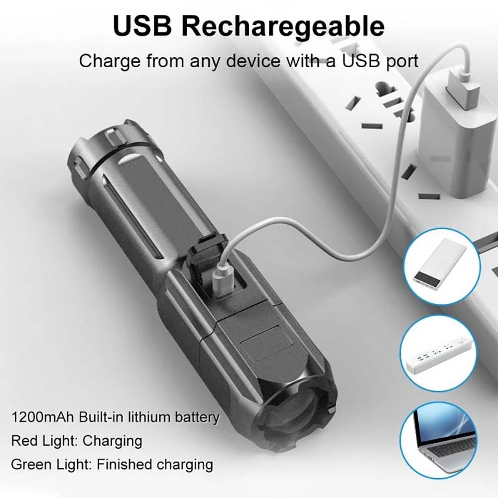 ミニUSB充電式懐中電灯,フォーカス付き充電式懐中電灯,ポー - Outdoor Adventure Zone のレビューと価格