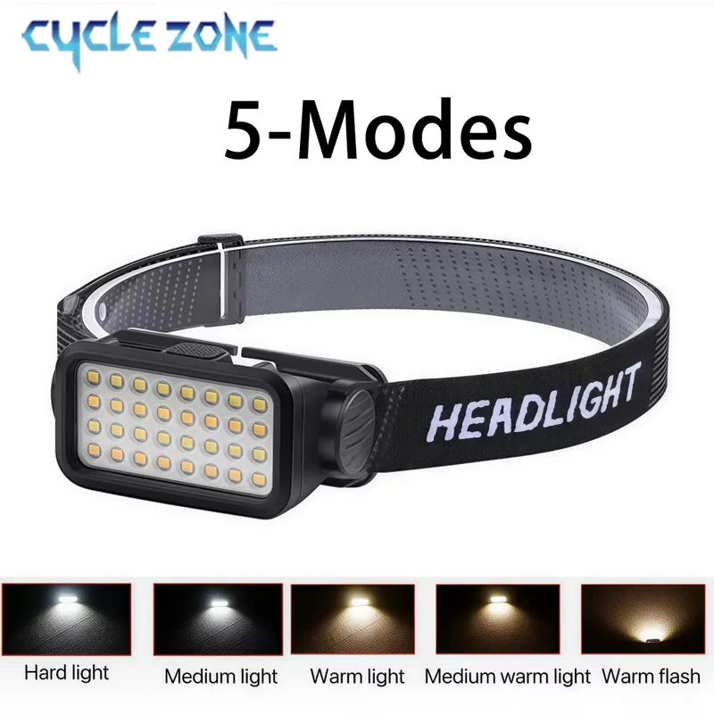 充電式ヘッドランプ 32 LED 5 モード調整可能なヘッド - Outdoor Adventure At のレビューと価格