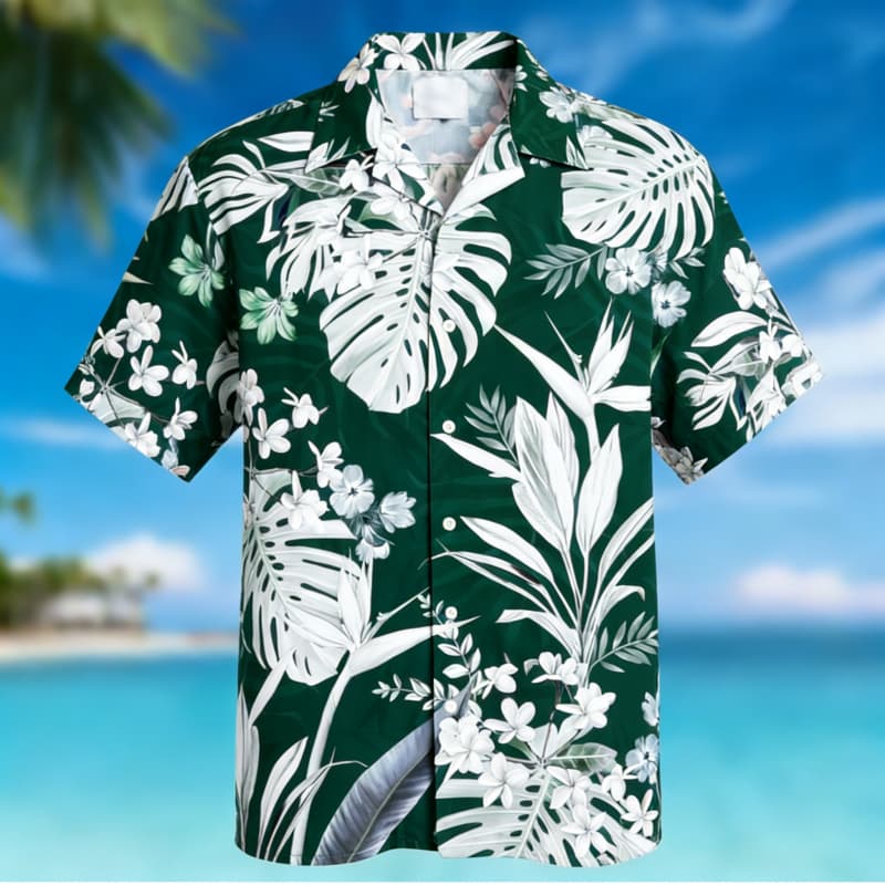 メンズプレミアムハワイアンフローラルプリントボタンアップシャ - Outdoor Adventure Vacations のレビューと価格