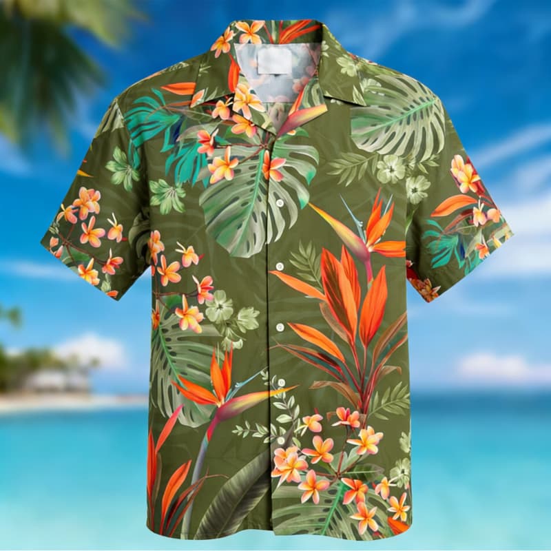 メンズプレミアムハワイアンフローラルプリントボタンアップシャ - Outdoor Adventure Vacations のレビューと価格