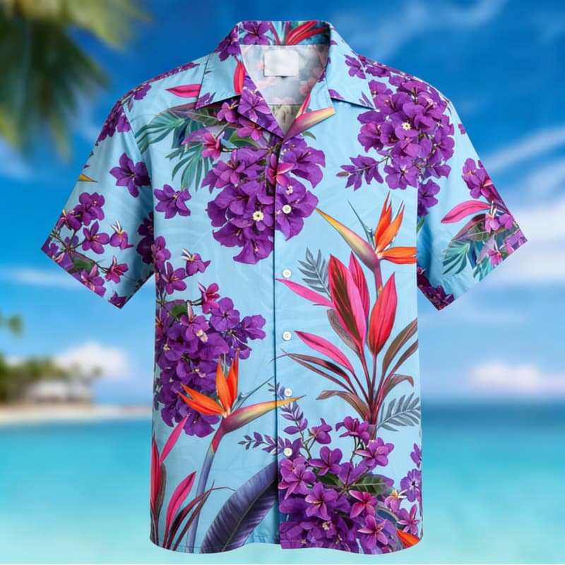 メンズプレミアムハワイアンフローラルプリントボタンアップシャ - Outdoor Adventure Vacations のレビューと価格