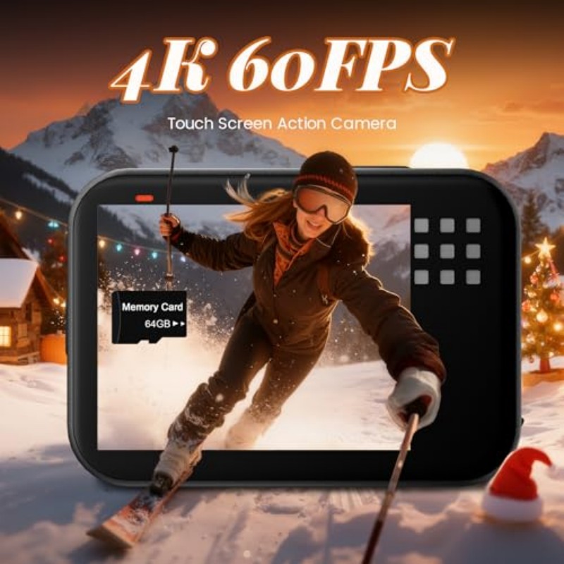 ミニボディカメラ、2Kアクションカメラ、ディスプレイ付き、防 - Outdoor Adventure Series のレビューと価格
