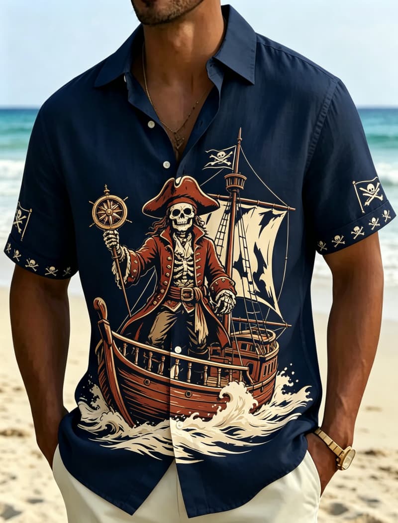 メンズ海賊アドベンチャープリント半袖シャツ、休暇旅行、アウト - Outdoor Adventure Vacations のレビューと価格