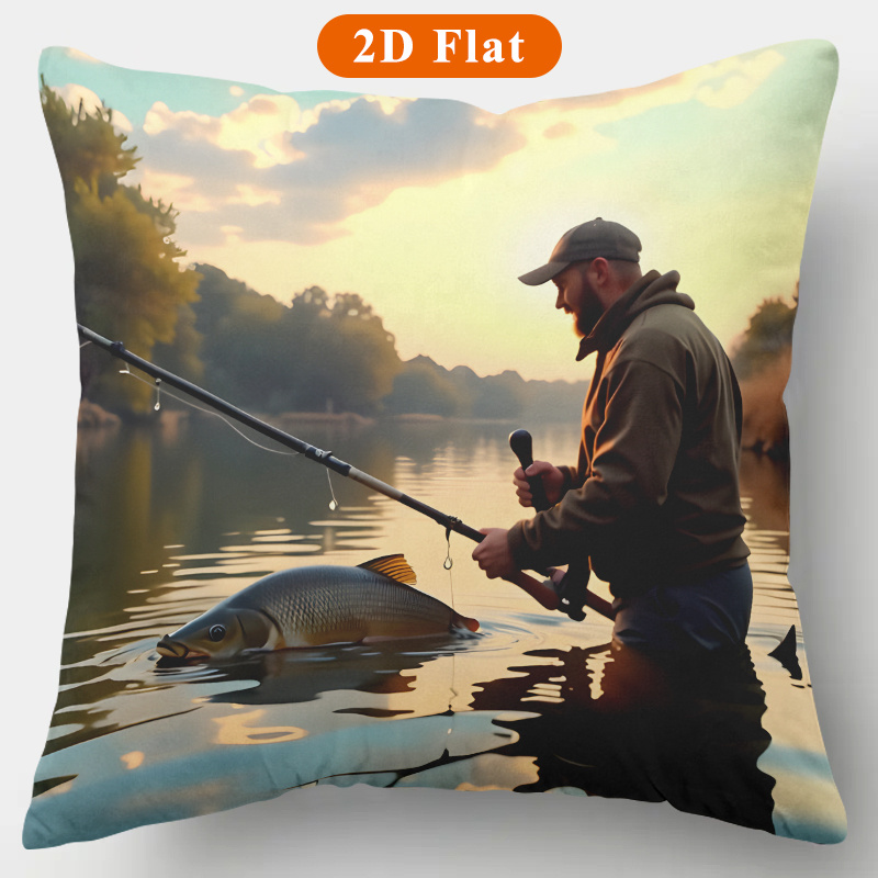 1pc 2D フラット (枕は含まれません) 夕日に釣りをし - Outdoor Adventure At のレビューと価格