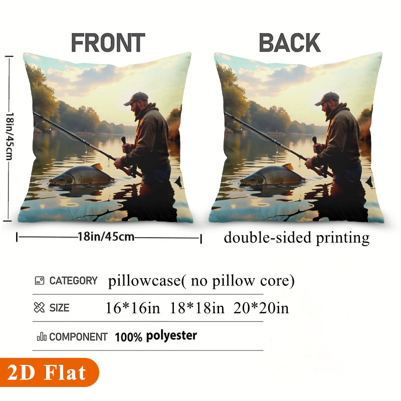 1pc 2D フラット (枕は含まれません) 夕日に釣りをし - Outdoor Adventure At のレビューと価格