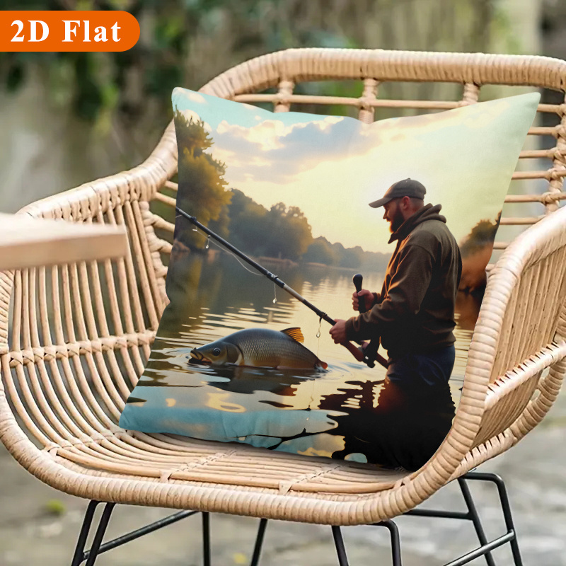 1pc 2D フラット (枕は含まれません) 夕日に釣りをし - Outdoor Adventure At のレビューと価格