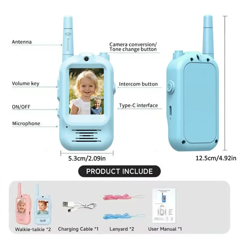 2個セット 子供用ビデオウォーキートーキー 充電式 室内/屋 - Outdoor Adventure Video のレビューと価格